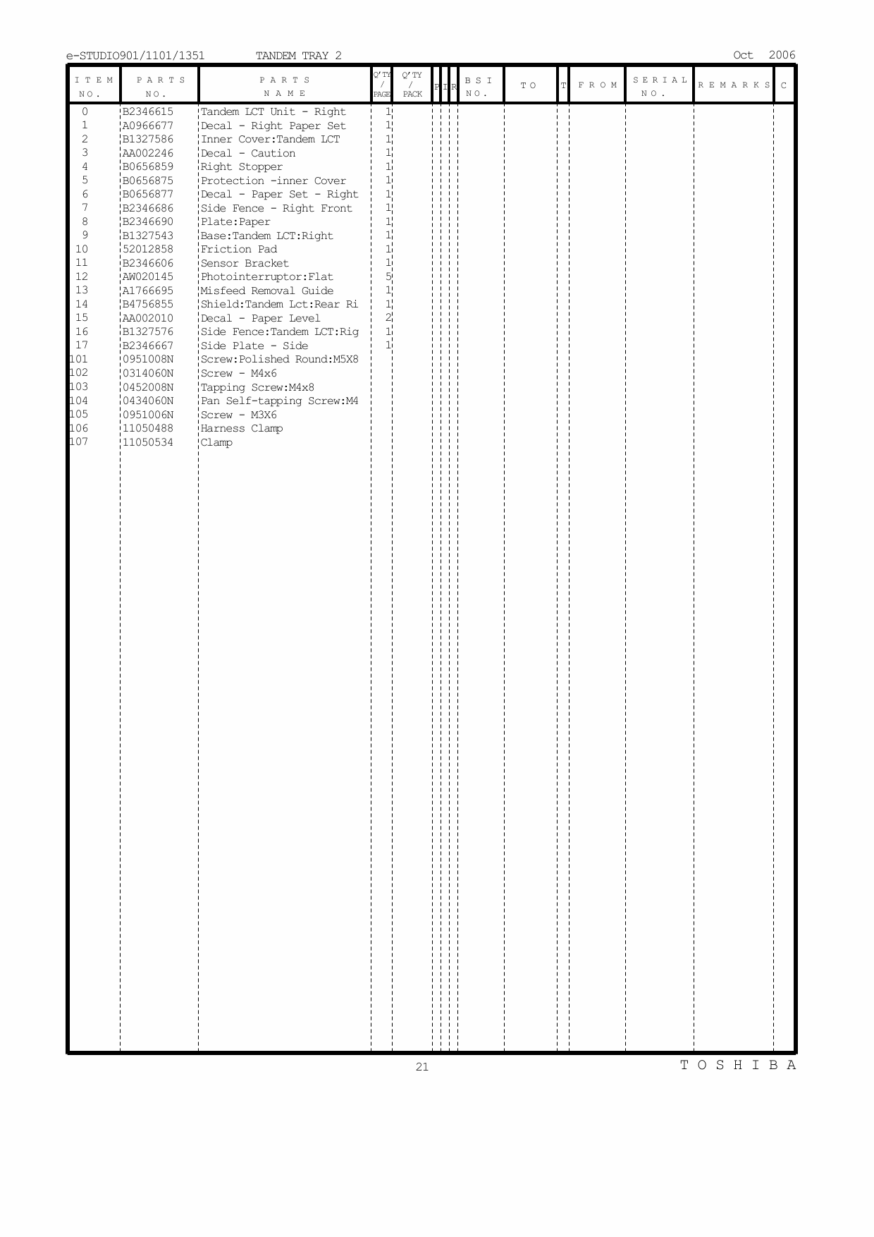 TOSHIBA e-STUDIO 901 1101 1351 Parts List Manual-2